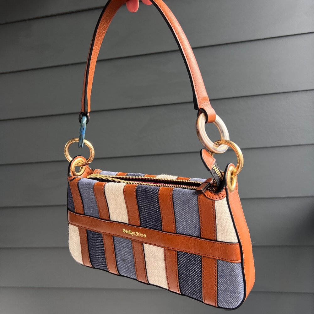 See by Chloe Tilda Baguette Patchwork Bag in Denim